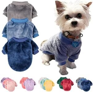 FabriCastle Small Dog Sweater, 3-Pack Dog & Cat Clothes, Soft and Warm Pet Jackets XXS XS S for Small Dogs Male & Girl, Winter Pet Apparel Costumes, Puppy Outfits (Grey,Blue,Dark Blue, Medium)