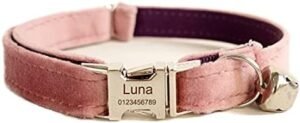 Cat Collar Personalized with Name Phone Number Engraved,Customized with Bell for Small Dogs Puppy Kitten