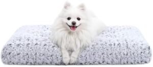 KSIIA Washable Dog Bed Deluxe Plush Dog Crate Beds Comfy Kennel Pad Anti-Slip Pet Sleeping Mat for Large, Jumbo, Medium, Small Dogs Breeds, 23" x 18", Gray