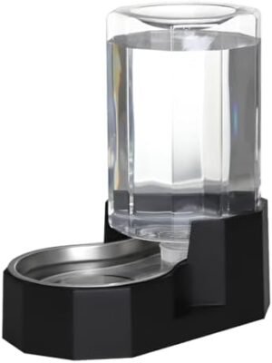 Sfozstra Dog Water Bowl Dispenser: 7L Large Black Gravity Stainless Steel Bowl - Without Filter - Pet Feeder for Pets with Spinal Problems - Use in Garage Garden