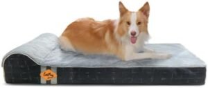 Laifug Orthopedic Memory Foam Extra Large Dog Bed with Pillow and Durable Water Proof Liner & Removable Washable Cover & Smart Design (Large (46"x28"x8"), Black Grid Gray)