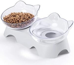 MILIFUN Cat Bowls, Cat Food Bowls Elevated Tilted, Anti Vomiting Kitty Bowl for Puppy and Bunny, Orthopedic for Indoor Cats.