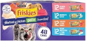 Purina Friskies Pate Wet Cat Food Variety Pack Seafood and Chicken Pate Favorites - 48 ct. Can