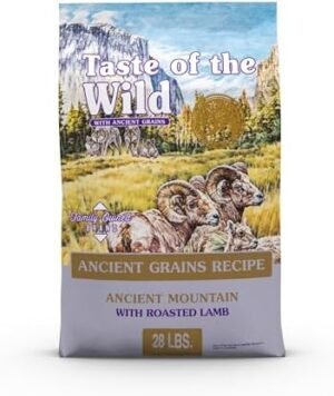 Taste of the Wild with Ancient Grains Ancient Mountain Canine Recipe with Roasted Lamb Dry Dog Food, Made with High Protein from Real Lamb and Guaranteed Nutrients and Probiotics 28lb