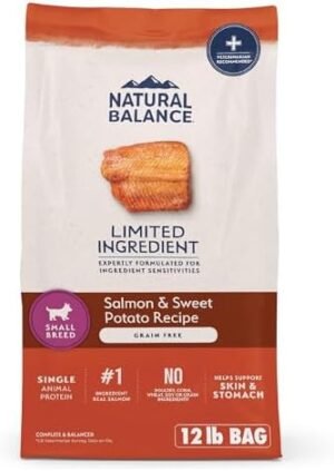 Natural Balance Limited Ingredient Grain Free Salmon & Sweet Potato Dry Dog Food for Small Breed Adults, Sensitive Stomach, 12 lb (Pack of 1)