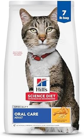 Hill's Science Diet Oral Care, Adult 1-6, Plaque & Tartar Buildup Support, Dry Cat Food, Chicken Recipe, 7 lb Bag