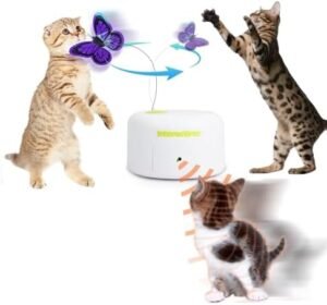 ALL FOR PAWS Interactives Cat Teaser Toy Flutter Bug Cat Wand Toy Fun Playing Toys Kitten Toys with Shiny Butterfly