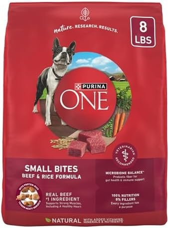 Purina ONE Small Bites Beef and Rice Formula Small High Protein Dry Dog Food Natural With Added Vitamins, Minerals and Nutrients - 8 lb. Bag