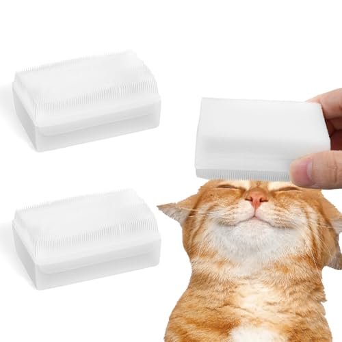 Soft Cat Brush for Grooming, 2Pcs Gentle Cat Tongue Brushes 2 in 1 Brush Sponge with Barbed Serrations Brushes Sensitive Cats Lightweight Daily Grooming Enhancing Intimacy Bonding Long Haired