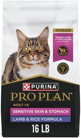 Purina Pro Plan Sensitive Skin and Stomach Cat Food, Lamb and Rice Formula - 16 lb. Bag