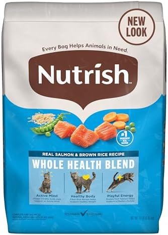 Nutrish Real Salmon & Brown Rice Recipe Dry Cat Food, 14 lb. Bag, Packaging May Vary (Rachael Ray)