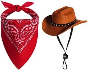 choyaxo Pet Cowboy Costume Halloween Costumes for Dogs Cat Cowboy Hat with Bandana Scarf (Small)