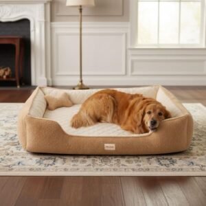 Self Warming Orthopedic 3-in-1 Memory Foam Dog Bed for Large & XL Dogs – Arthritis/IVDD Support, Waterproof Liner, Washable Removable Cover, Cushion Fits 42"/48" Crates, Non-Slip Base, Bolster Sides