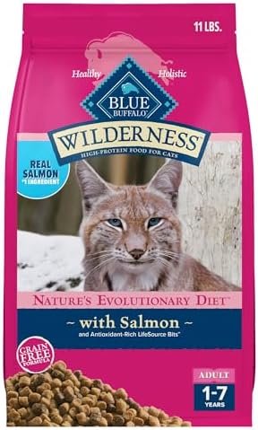 Blue Buffalo Wilderness Natural High Protein, Grain Free Dry Food for Adult Cats, Salmon, 11-lb Bag