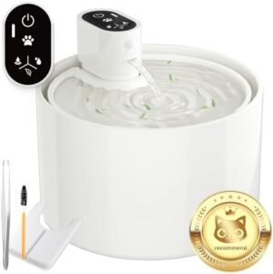 Ceramic Cat Water Fountain,Cat Water Fountain Cordless Sensor Automatic with Ultra-Quiet Pump for Cats, Dogs, Multiple Pets