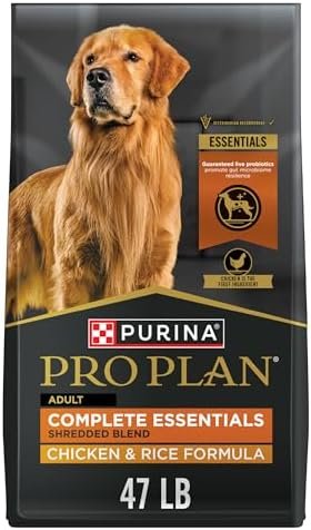 Purina Pro Plan Complete Essentials Shredded Blend Chicken and Rice Dog Food Dry Formula with Probiotics for Dogs - 47 lb. Bag