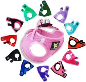 EcoBark XXS Dog Harness - Teacup Breed Dog Harness - Step in Halter Vest - Eco-Friendly Luxury Soft Mesh Halter - No Pull Mini Chest Body Collar - for Puppy & Toy Breeds (XXS, Baby Pink)